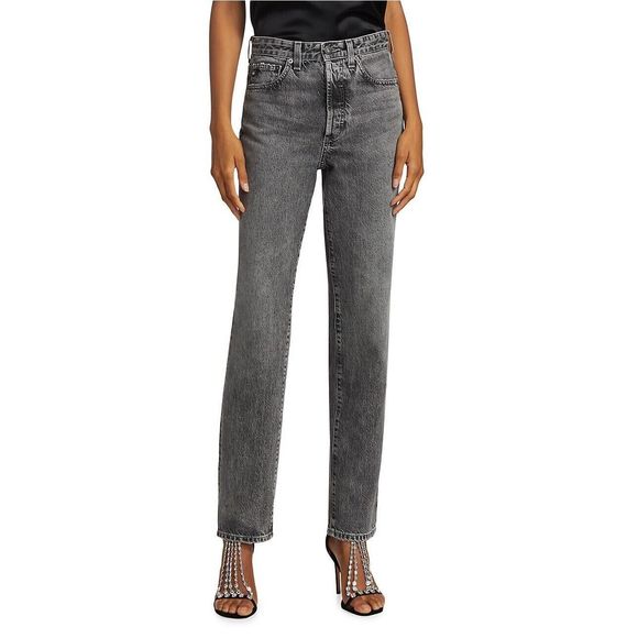 AG Adriano Goldschmied NWT Gray Alexxis Straight High-Rise Jeans Women’s Size 33 - Picture 2 of 8